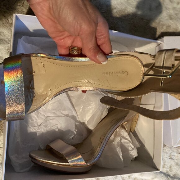 Calvin Klein Vivian Rainbow Metallic Stiletto Sandals Size 9M - Picture 5 of 7